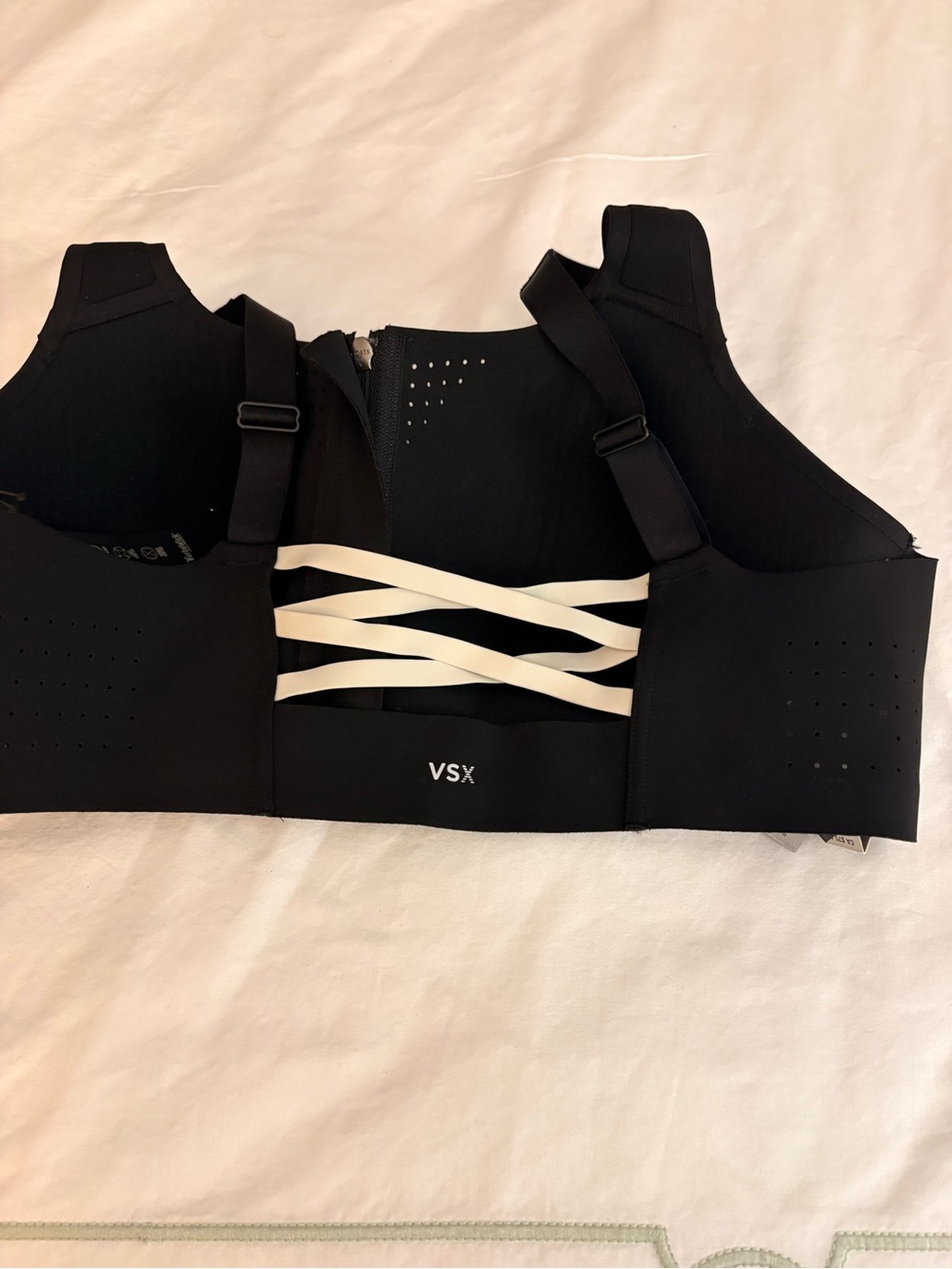 VSX Black Swim Top with White Crisscross Back Straps